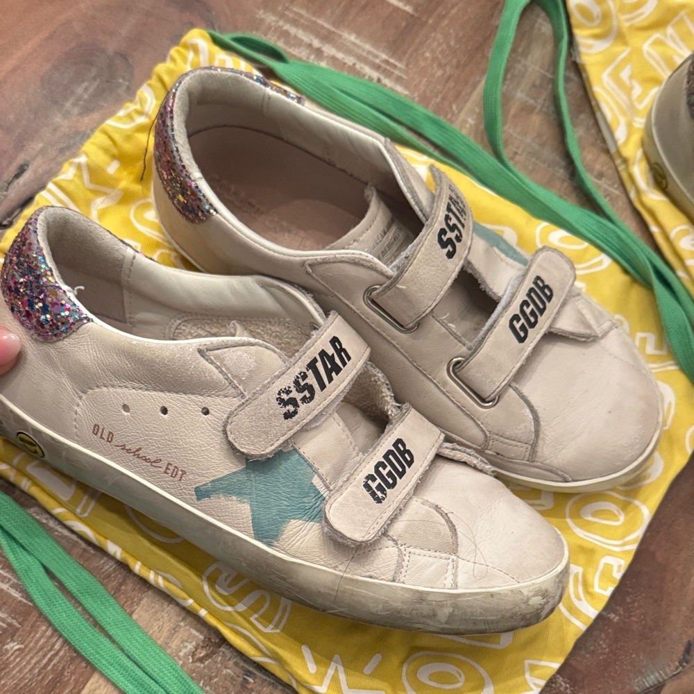 Golden Goose Kids Sneakers with Glitter and Teal Star